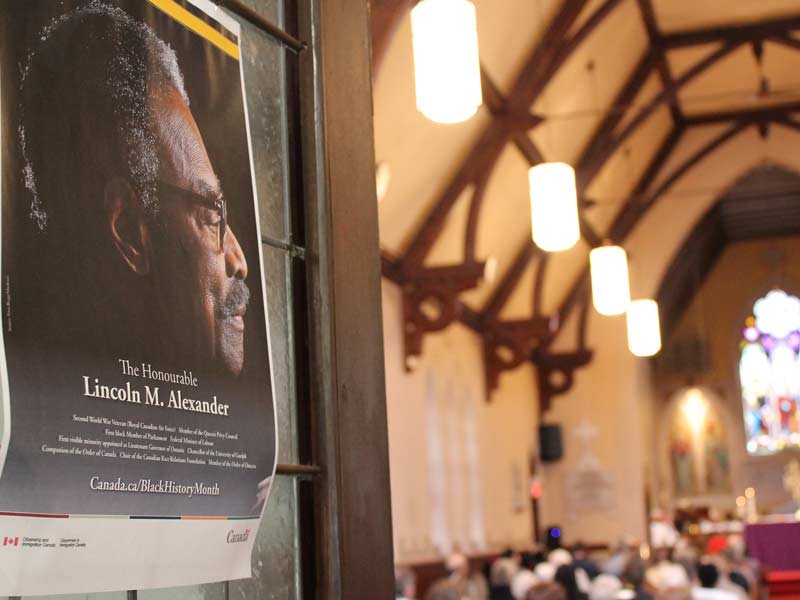 Black history service – poster of one of the most recognized leaders within the black community – the Honorable Lincoln Alexander.